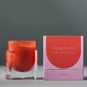 Anthropologie Found Notes Golden Amber & Pine Boxed Candle - NWT in the box